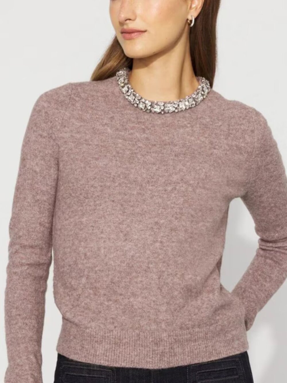 nwt WHITE HOUSE BLACK MARKET embellished crew neck sweater s SOO SOFT!